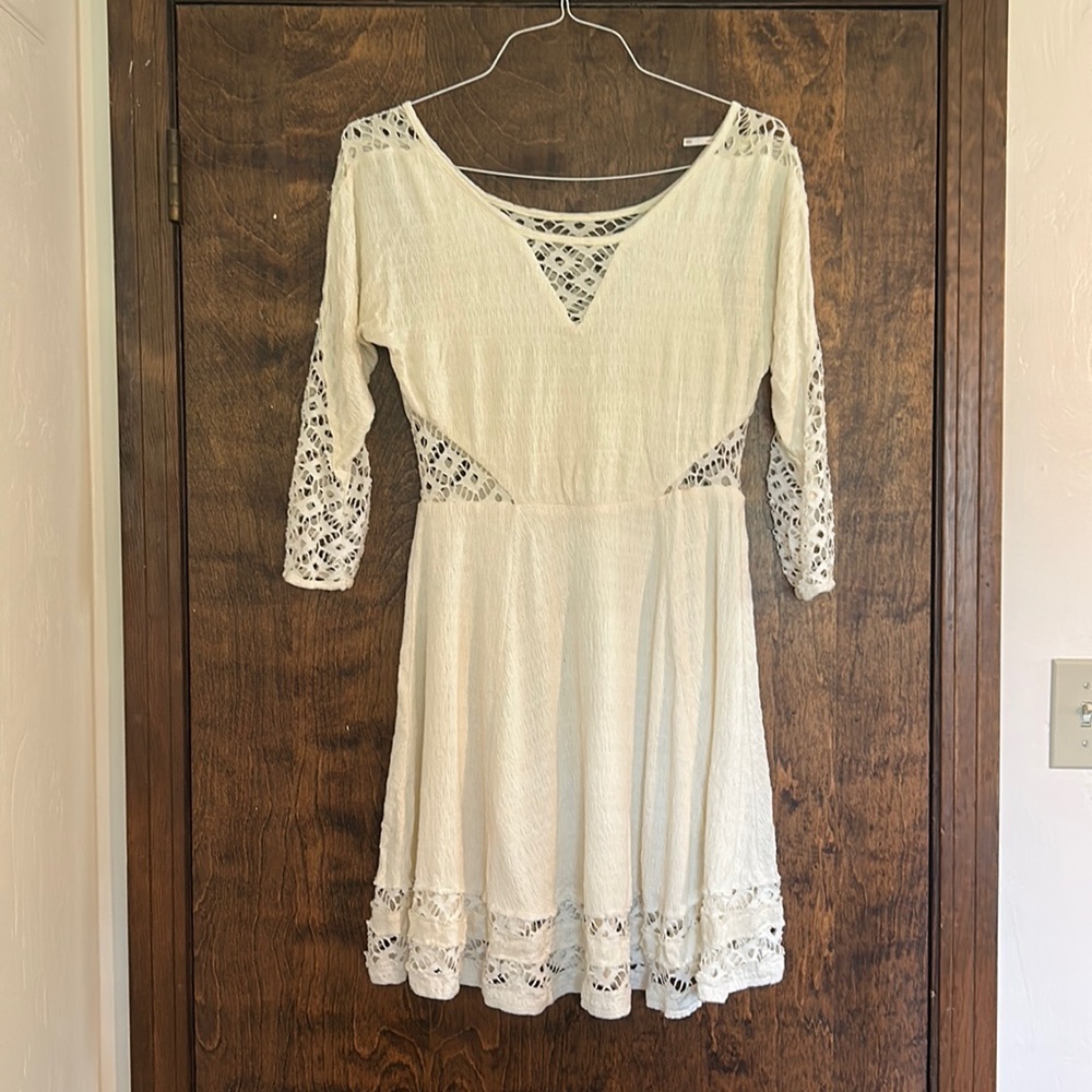 Off White Free People 3/4 Sleeve Mini dress